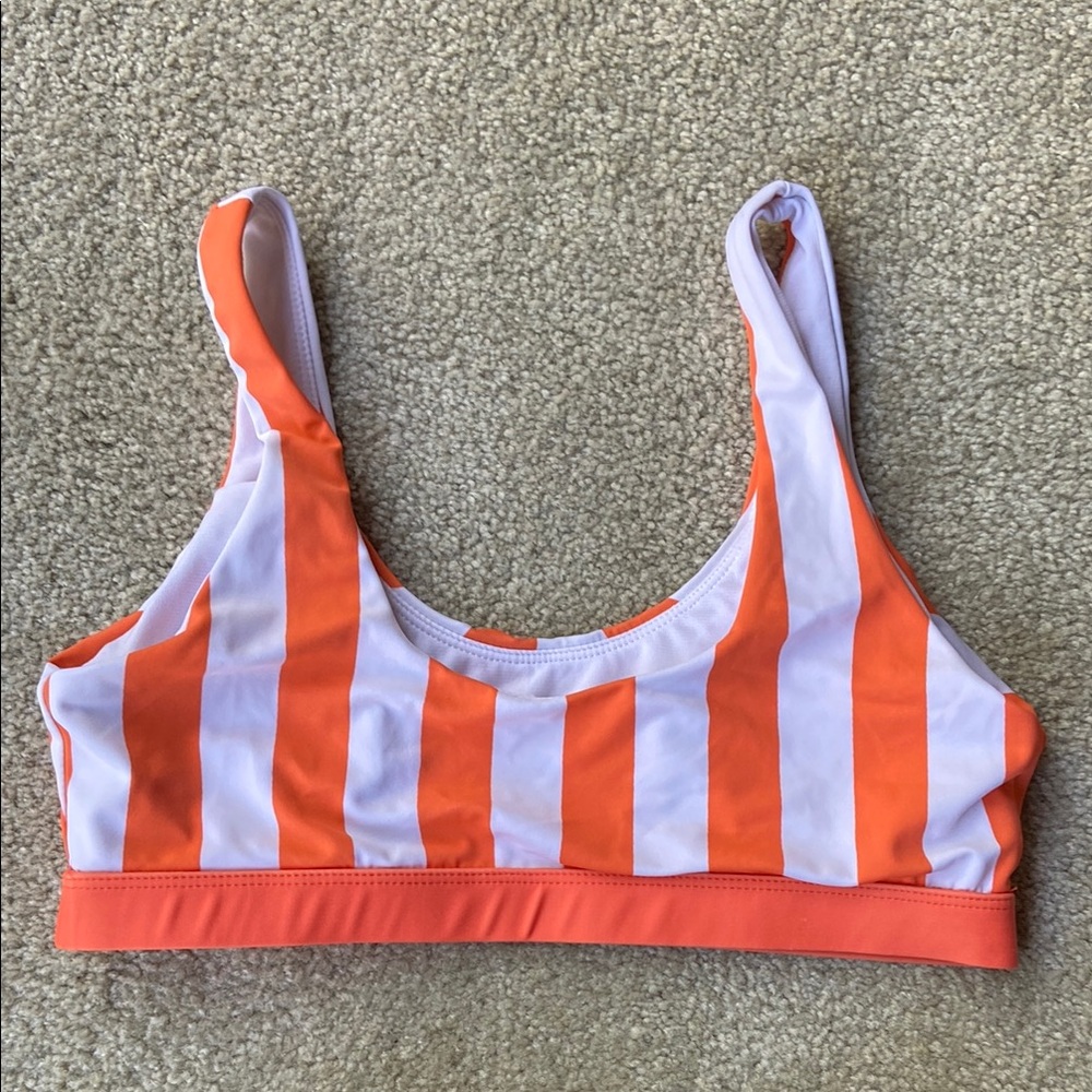 🪷Orange and White Striped Bikini Top Medium - Picture 2 of 5